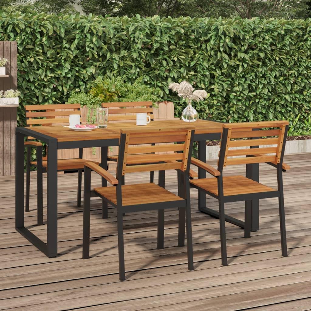 Havebord med U-formede ben 160x80x75 cm massivt akacietræ