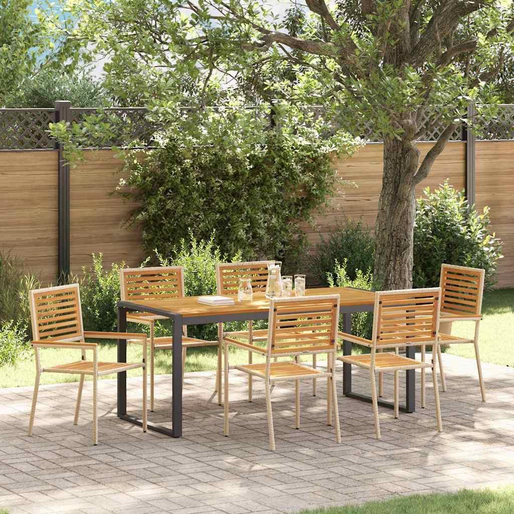 Have Spisebordssæt 7 stk Beige og Brun polyrattan