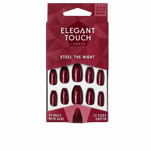 False Nails Elegant Touch Polished Colour Rektangulær Steel The Night (24 uds)