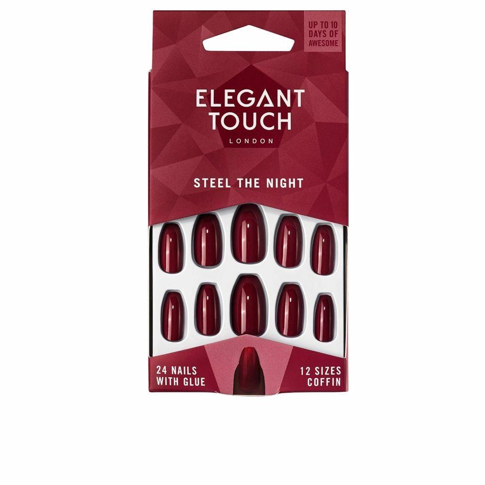 False Nails Elegant Touch Polished Colour Rektangulær Steel The Night (24 uds)