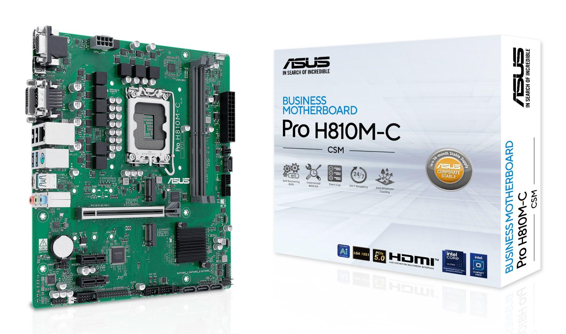 ASUS Pro H810M-C-CSM bundkort - Intel H810, LGA 1851, micro ATX billede