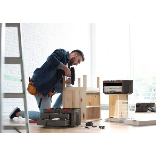 KETER Stack'N'Roll værktøjskasse – 2 skuffer, sort