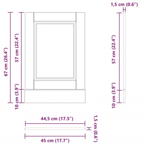 Opvaskemaskinepanel PORTO sort eg 45 x 1,5 x 57 cm