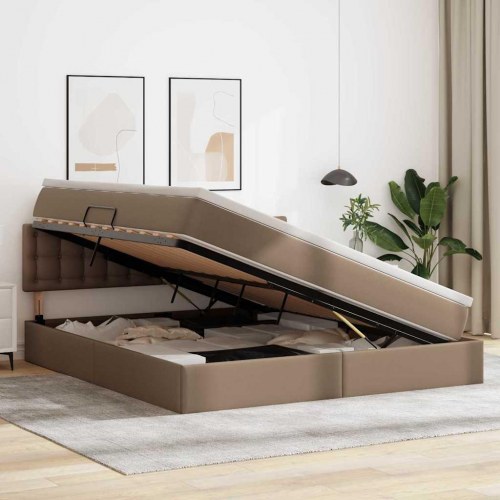Seng med opbevaring og madras Cappuccino 180 x 200 cm