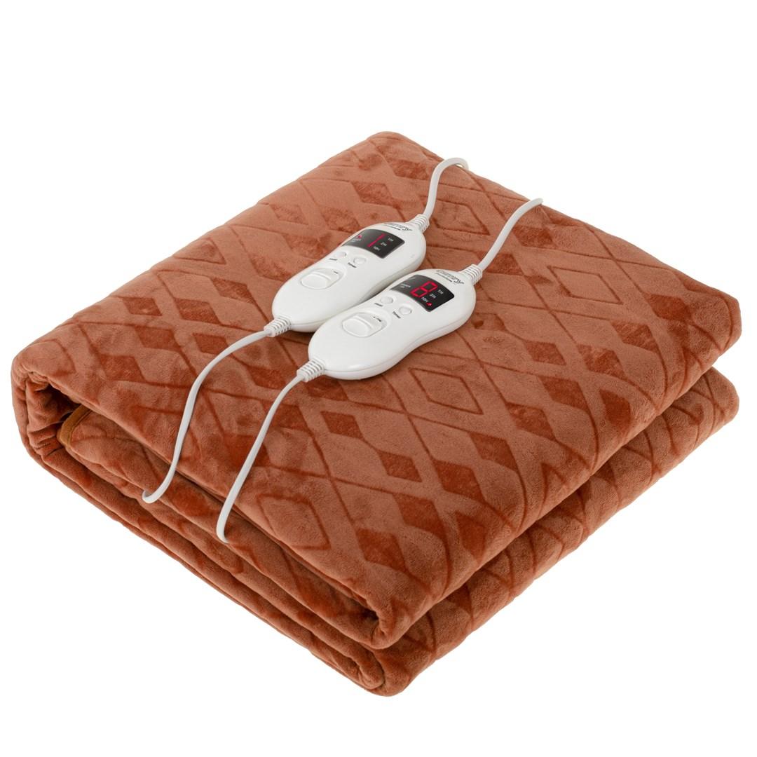 Varmetæppe 160 x 150 cm dobbelt, med Timer Superblødt fleece & 8 varmeindstillinger (2 x 60W)