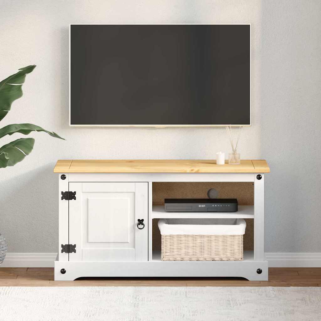 TV-skab i massiv fyr - hvid, 100 × 40 × 52 cm (Corona)