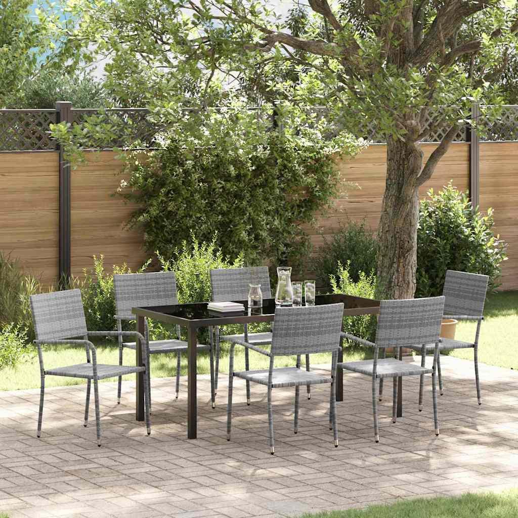 Have Spisebordssæt med pude 7 stk Grå polyrattan