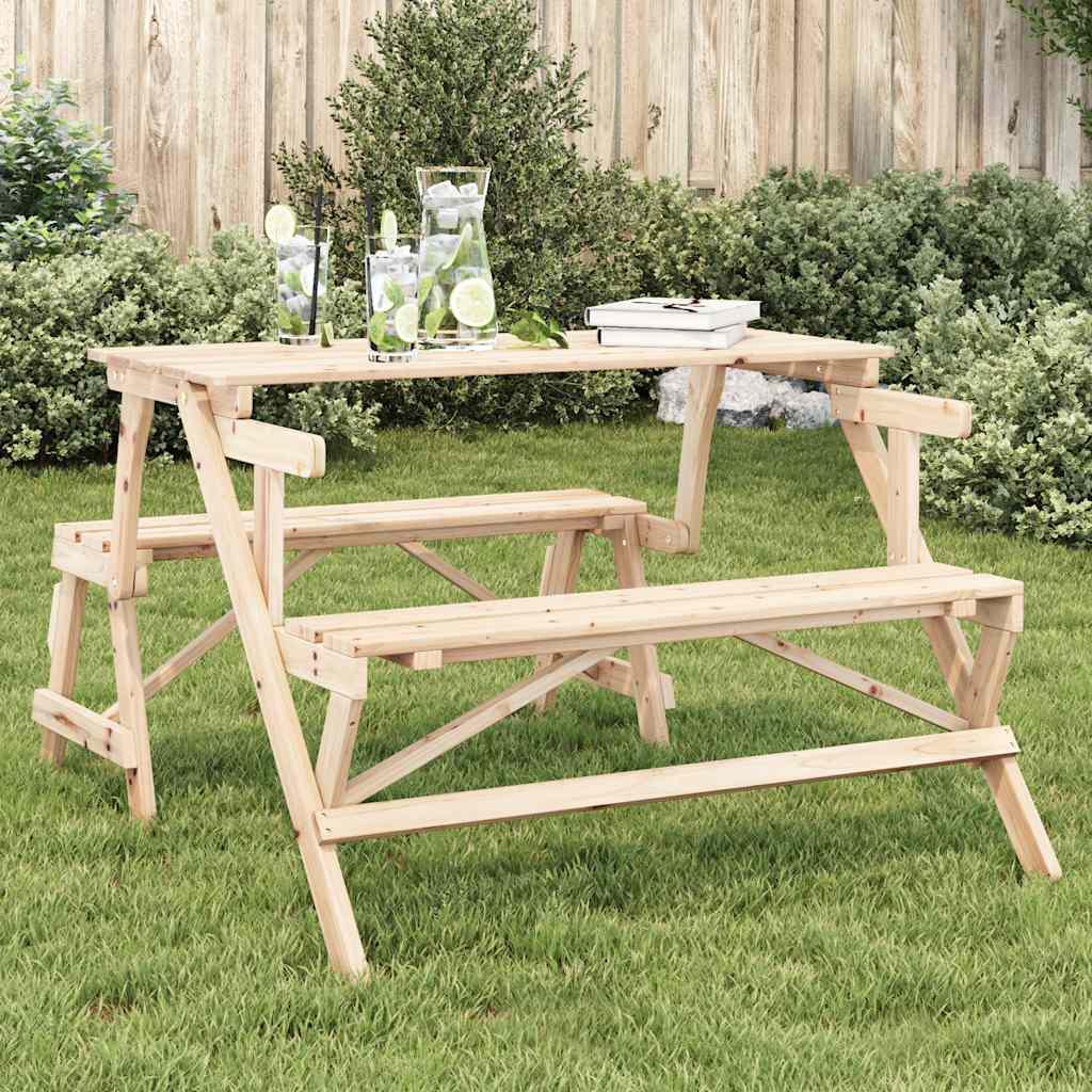 Picnicbord med bænke 2-i-1 massivt grantræ