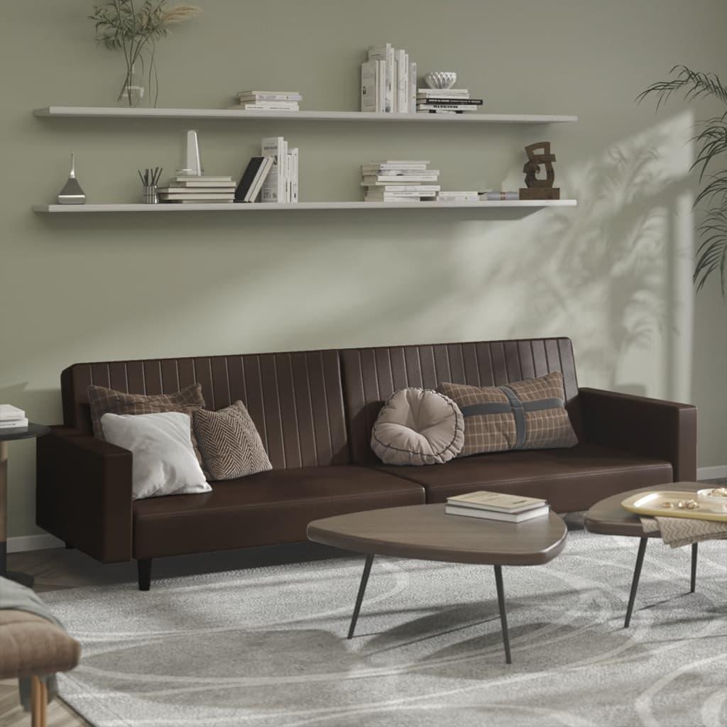 2-personers sovesofa i kunstlæder - brun