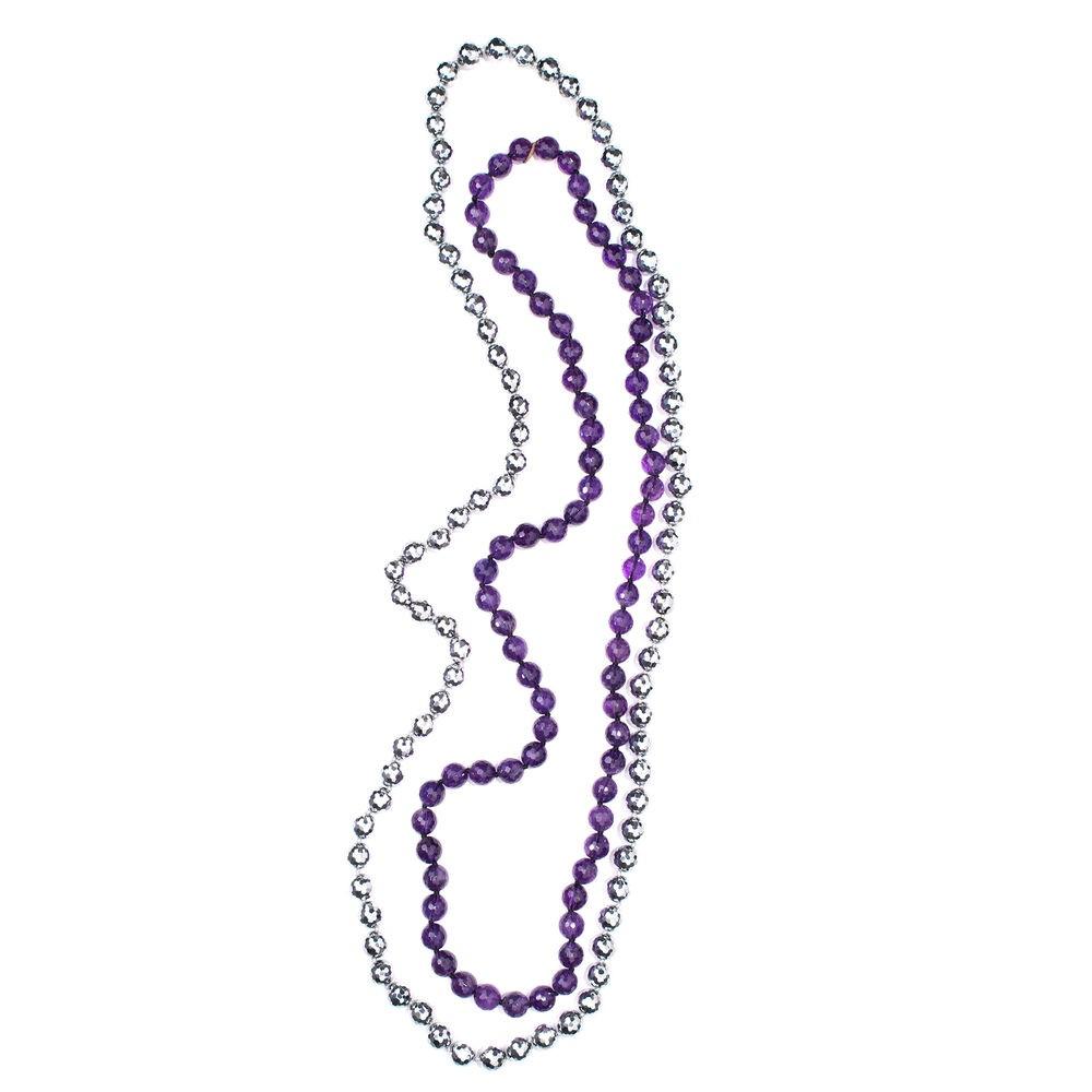 Halskæde til kvinder, lilla - 45 cm, rustfrit stål