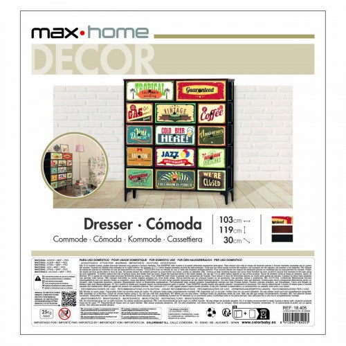 Max Home kommode - Vintage brun med retro motiver (OUTLET A)