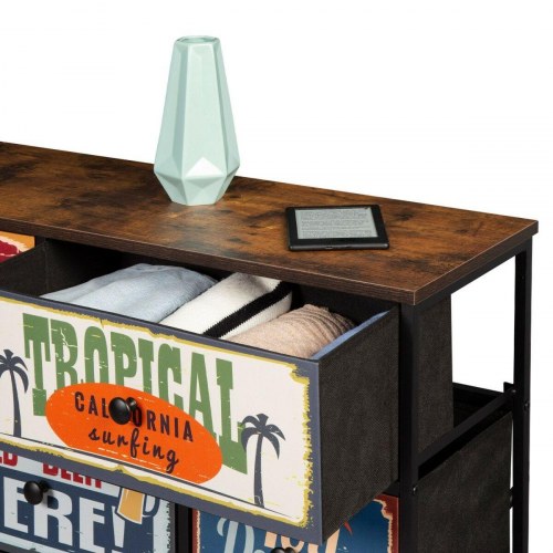 Max Home kommode - Vintage brun med retro motiver (OUTLET A)