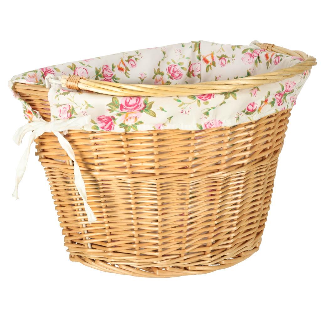 Fletcykelkurv til front - klik-montering med blomstret inderpose