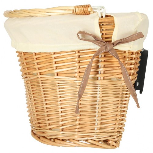 Cykelkurv i flet med hvid stofindsats – front, klikmontering