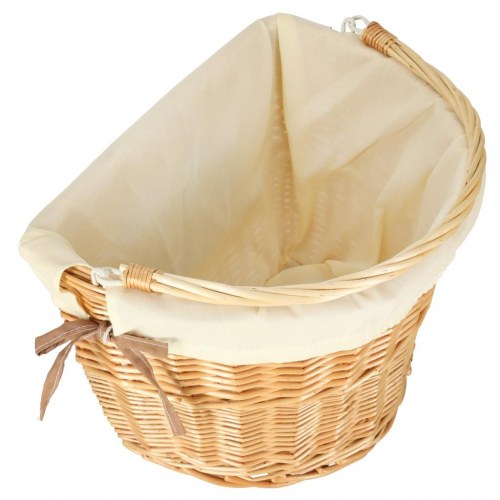 Cykelkurv i flet med hvid stofindsats – front, klikmontering