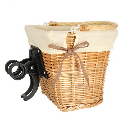 Cykelkurv i flet med hvid stofindsats – front, klikmontering