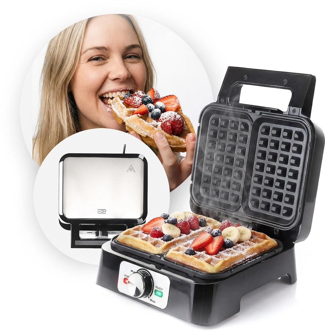 PROMIS WAP1600 vaffeljern til 2 rektangulære vafler - 1.200 W, non-stick