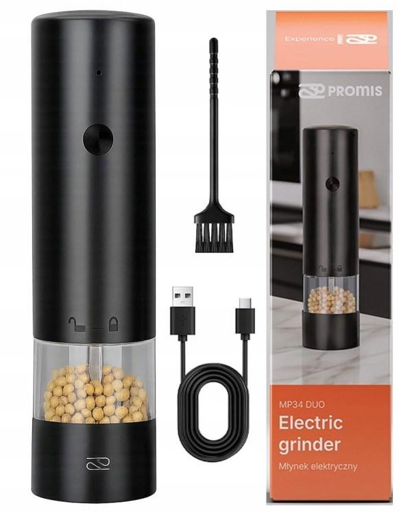 PROMIS MP34 elektrisk salt- og peberkværn - USB, sort