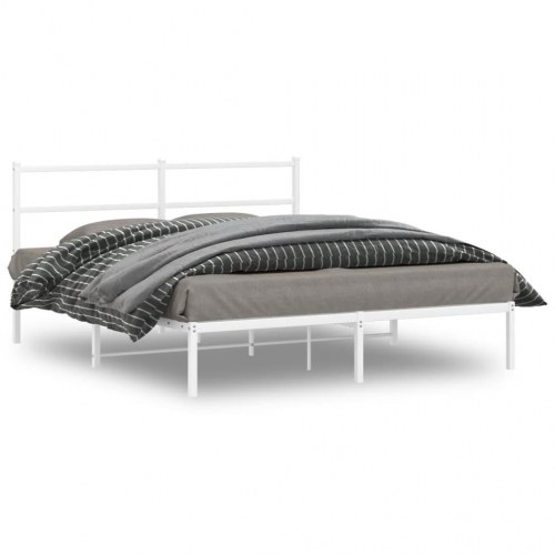 Sengeramme med sengegavl 160×200 cm - metal, hvid