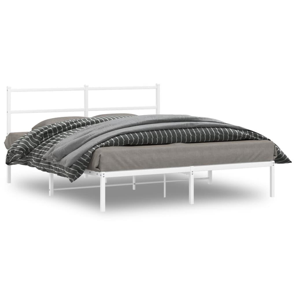 Sengeramme med sengegavl 160x200 cm metal hvid