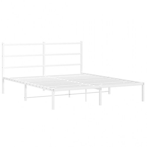 Sengeramme med sengegavl 160×200 cm - metal, hvid