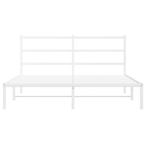 Sengeramme med sengegavl 160×200 cm - metal, hvid