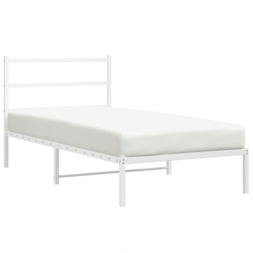 Sengeramme med sengegavl 100×190 cm - metal, hvid