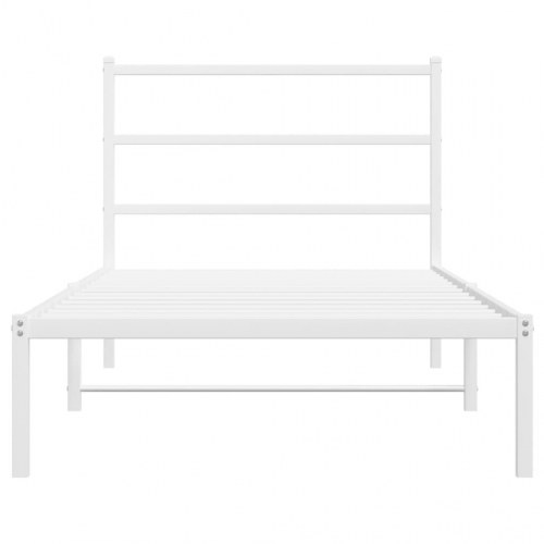 Sengeramme med sengegavl 100×190 cm - metal, hvid