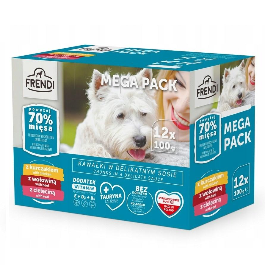 Frendi vådfoder til hund – kylling, oksekød & kalvekød, 12×100 g
