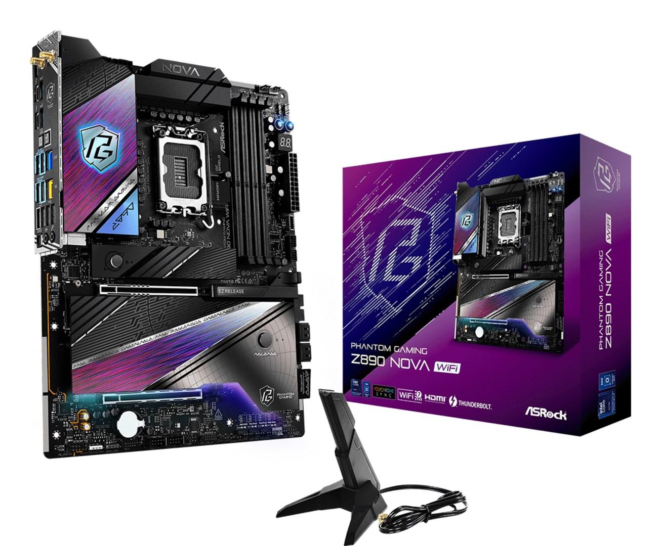 ASRock Phantom Gaming Z890 Nova WiFi - Intel Z890, LGA 1851, ATX bundkort billede