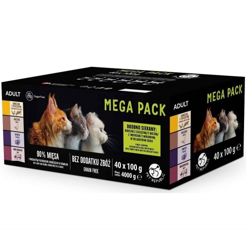 PetRepublic Mega Pack vådfoder til kat - kylling, kalvekød, and, kalkun & oksekød 40×100 g