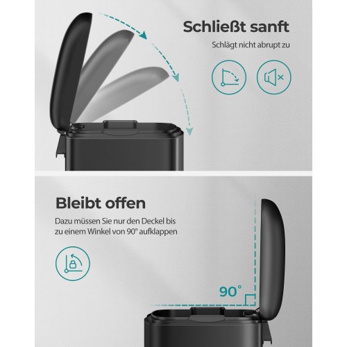 Pedalspand 30 l – stål med inderspand og soft close, sort