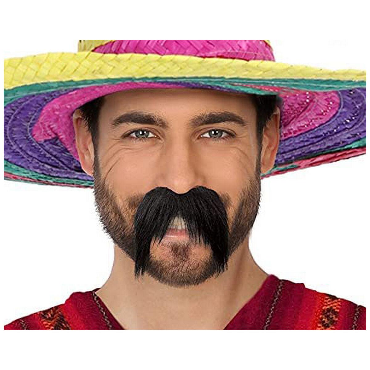 Overskæg - sort kostumetilbehør til voksne, mexicansk stil
