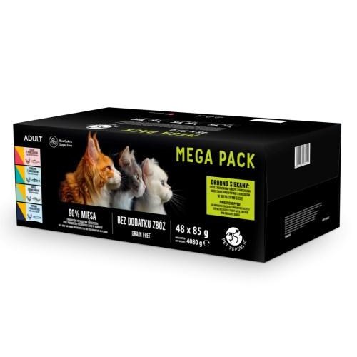 Vådfoder til kat PetRepublic Mega Pack laks, kylling, tun, torsk og ørred - 48 x 85 g