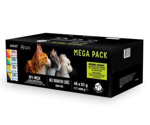 PetRepublic Mega Pack vådfoder til kat – laks, kylling, tun, torsk, ørred – 48 × 85 g