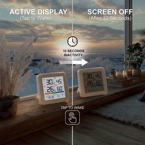 GreenBlue GB169 trådløs vejrstation – temperatur og luftfugtighed inde/ude, ur med alarm