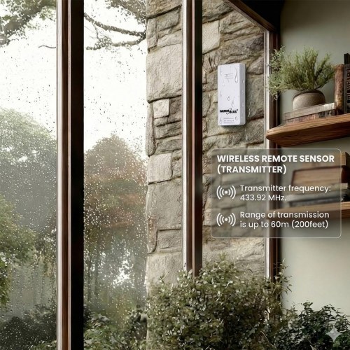 GreenBlue GB162 trådløs vejrstation – inde/ude temperatur, ur, °C/°F, rækkevidde op til 60 m