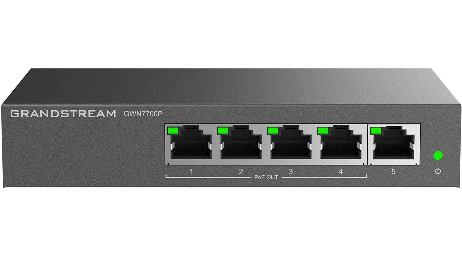 Grandstream GWN7700P – 5-port gigabit switch med 4x PoE (unmanaged) billede