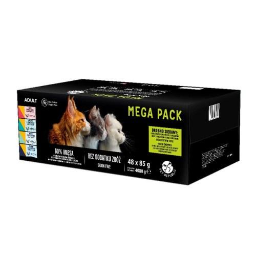 PetRepublic Mega Pack vådfoder til kat – kylling, kalkun, lam, laks & tun, 48×85 g