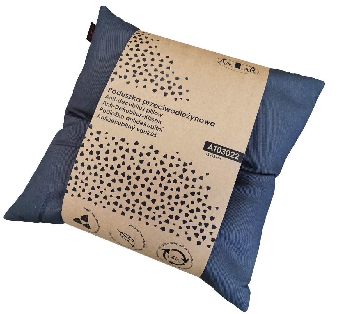 ANTAR AT03022 trykaflastende pude med boghvede – 43 × 43 cm, grå