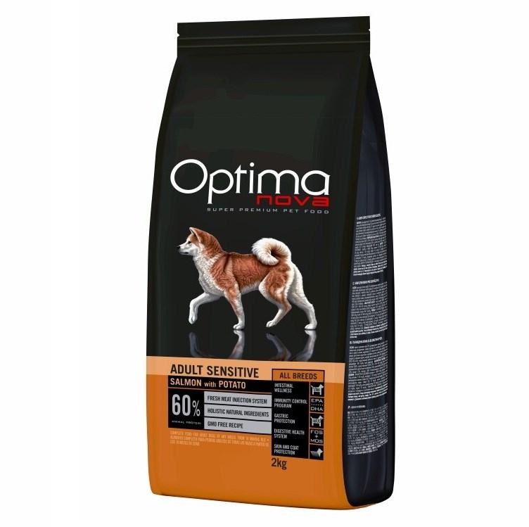 Optimanova Adult Sensitive – Laks & kartoffel tørfoder til hund – 2 kg