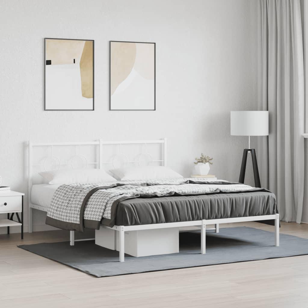 Sengeramme med sengegavl 160x200 cm metal hvid