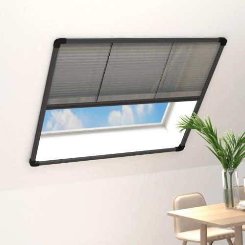 Plisseret insektnet til vinduer 120 × 120 cm - aluminium, antracit