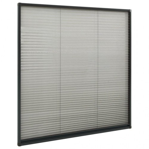 Plisseret insektnet til vinduer 120 × 120 cm - aluminium, antracit