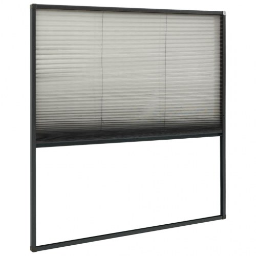 Plisseret insektnet til vinduer 120 × 120 cm - aluminium, antracit