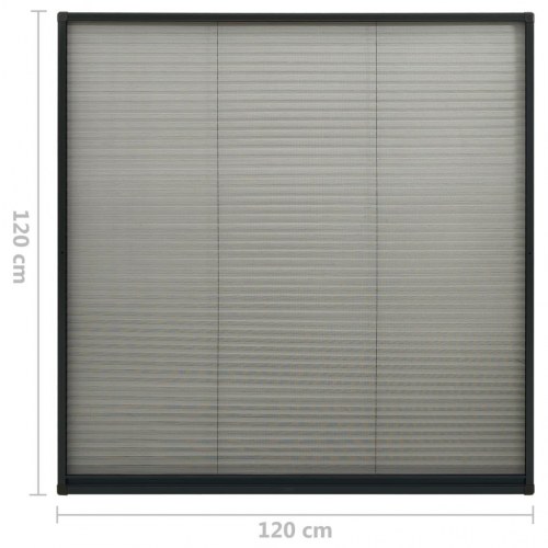 Plisseret insektnet til vinduer 120 × 120 cm - aluminium, antracit