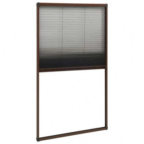 Plisseret insektnet til vinduer 80 × 160 cm - aluminium, brun
