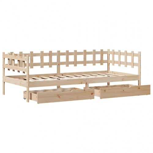 Daybed med skuffer 90x190 cm massivt fyrretræ