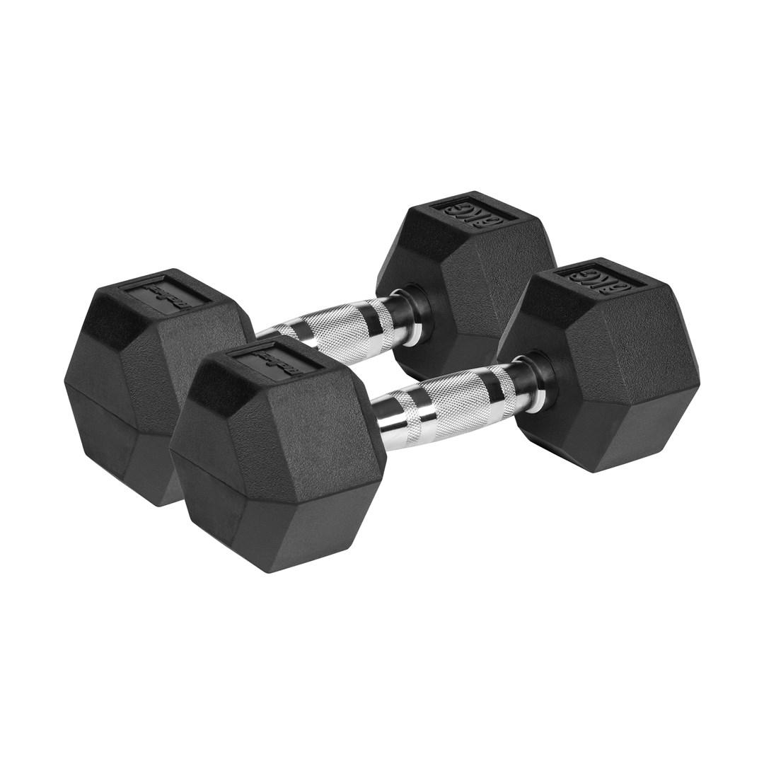 Rebel Active håndvægte i støbejern med gummi – 2×6 kg, sort