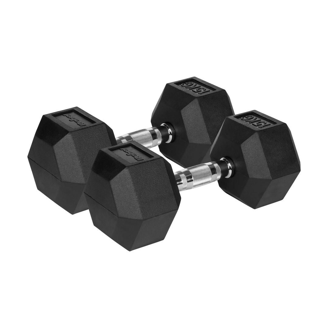 Rebel Active håndvægte i støbejern med gummibelægning – 2×15 kg